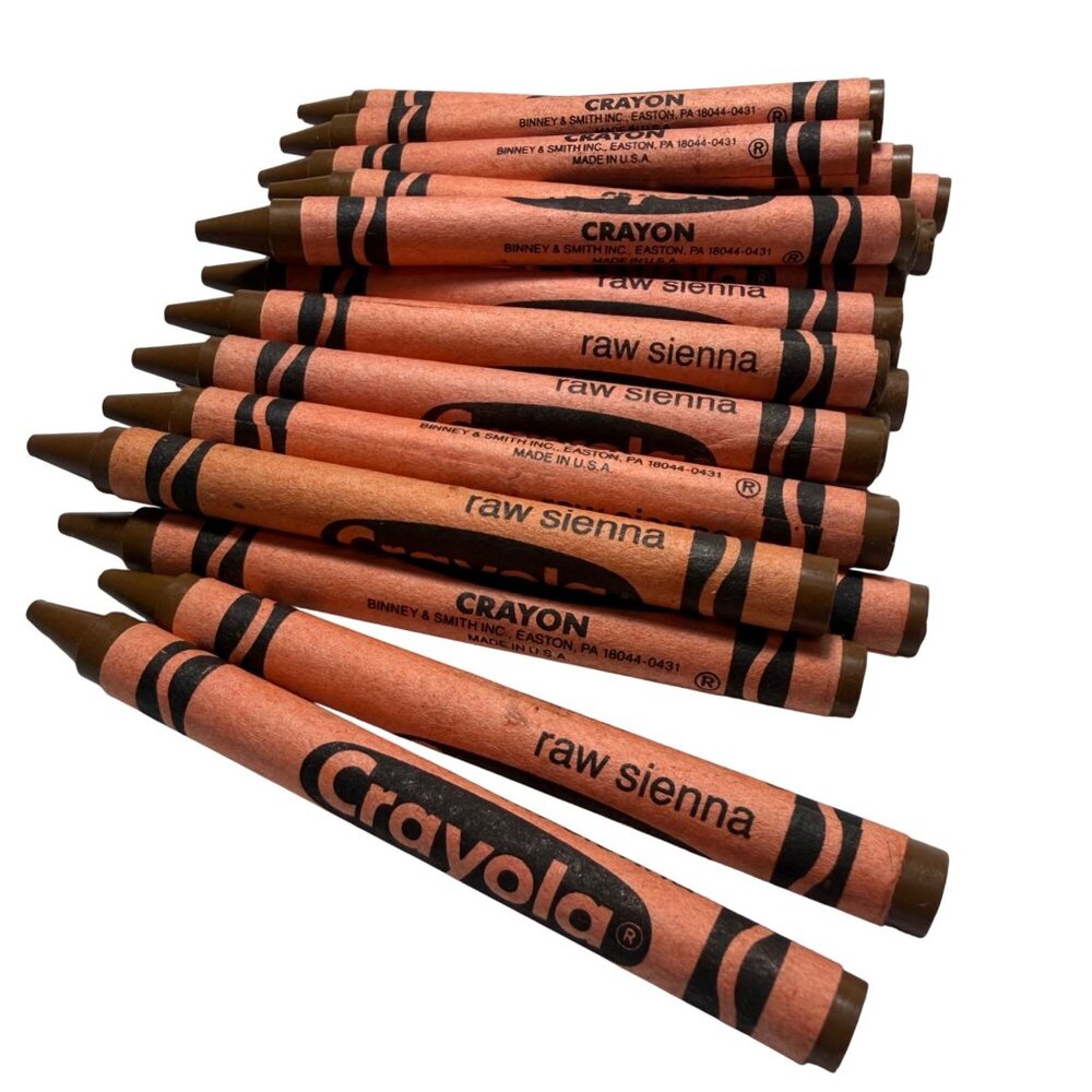 Vintage Hard to Find Crayola Raw Sienna Crayons Bulk Lot Of 16 Art Collectable